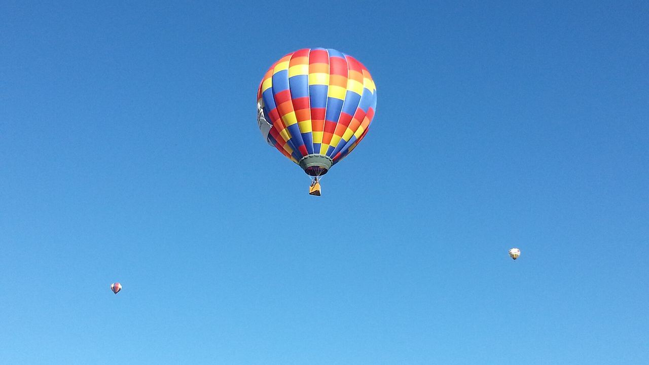 A hot air balloon in flight near Leon, Guanajuato, during the Festival Internacional del Globo