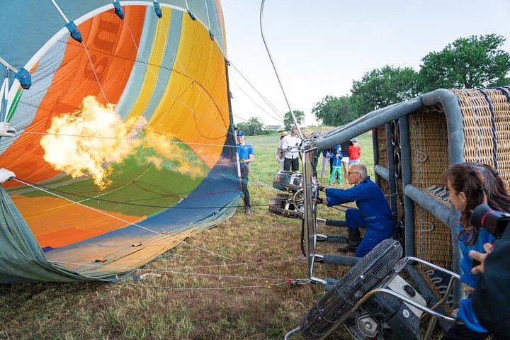 Captain Peter is inflating the balloon