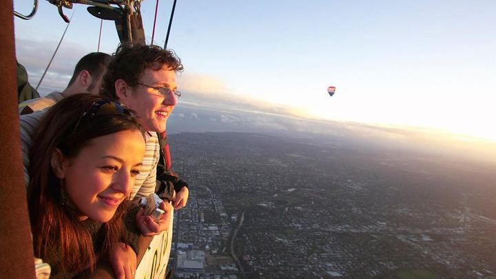 Enjoying the spectacular views from a balloon