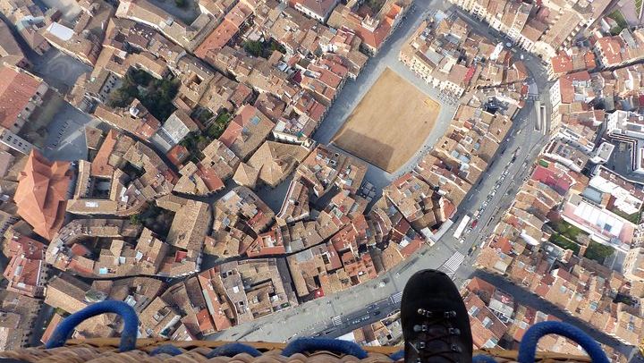 flying over the old town centre