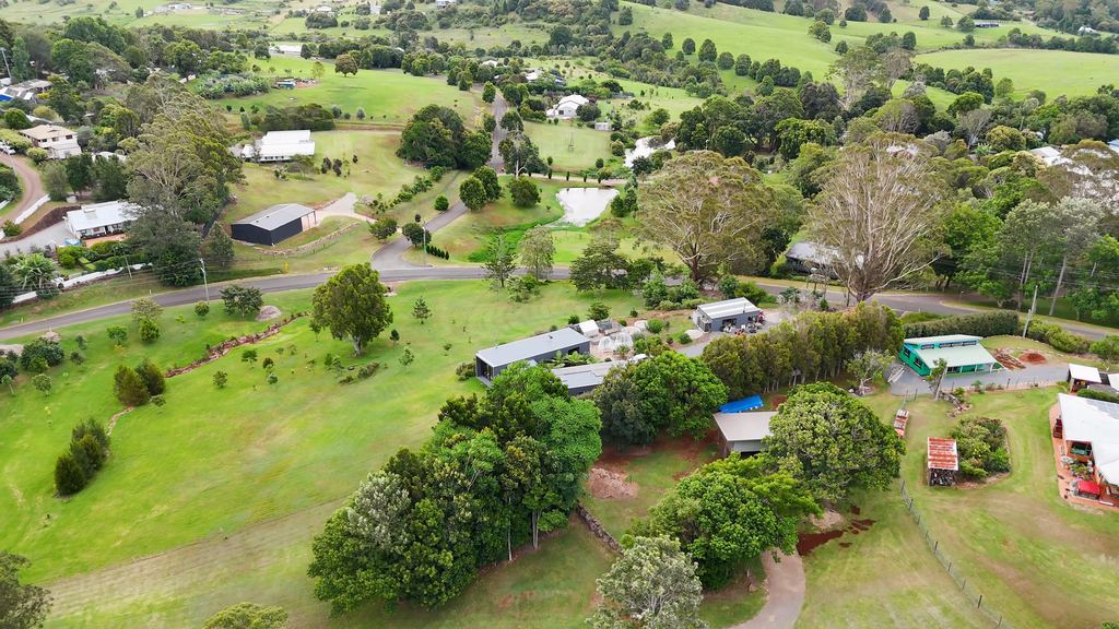Rural properties and paddocks inland from the Gold Coast, Queensland, seen from the air