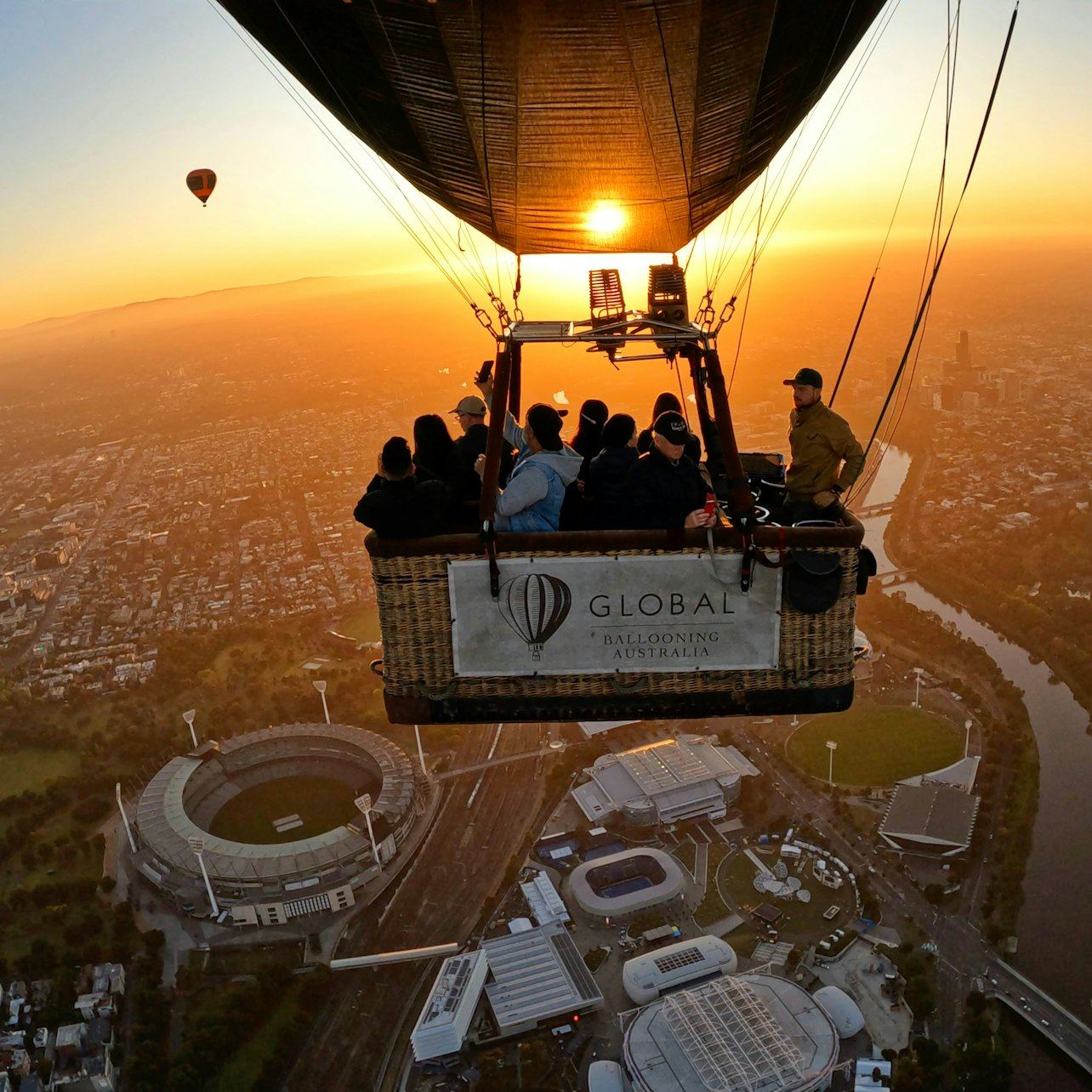 Melbourne Hot Air Balloon Flight over the City at Sunrise