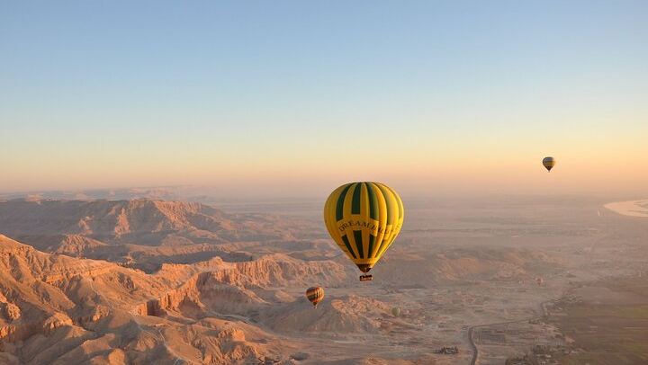 Sunrise Hot Air Balloon Over Luxor's Historical Sites