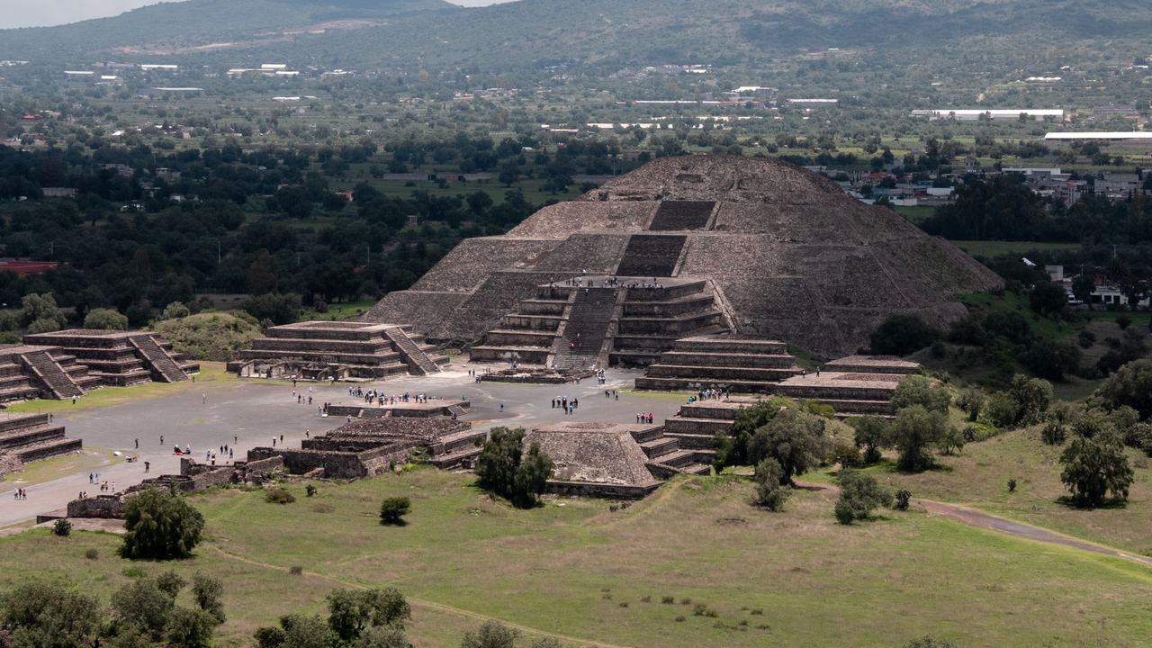 The Pyramid of the Sun, built over a lava tube that was there first.
